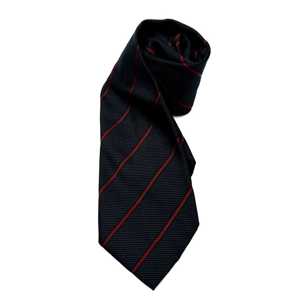 FRANCO BASSI  BLACK AND RED MEN'S TIE 100% SILK MADE IN ITALY